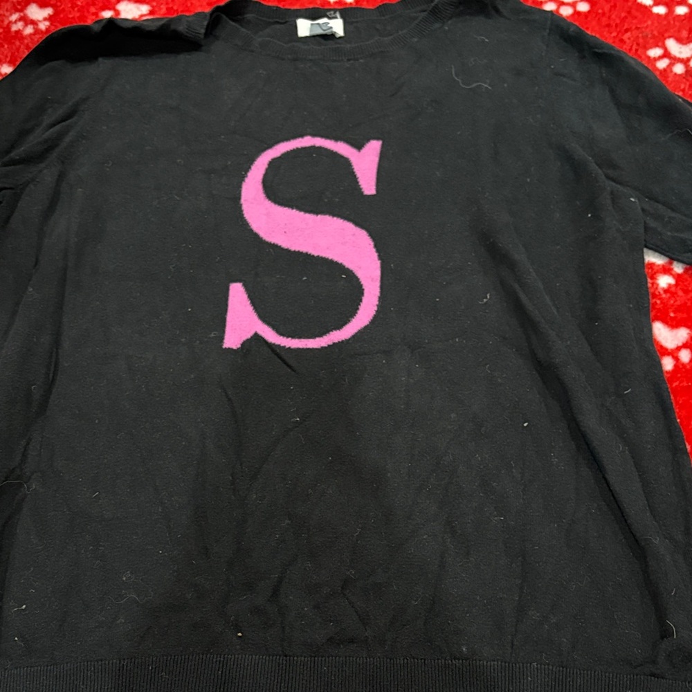 Old Navy Black Blouse with Pink Lettering